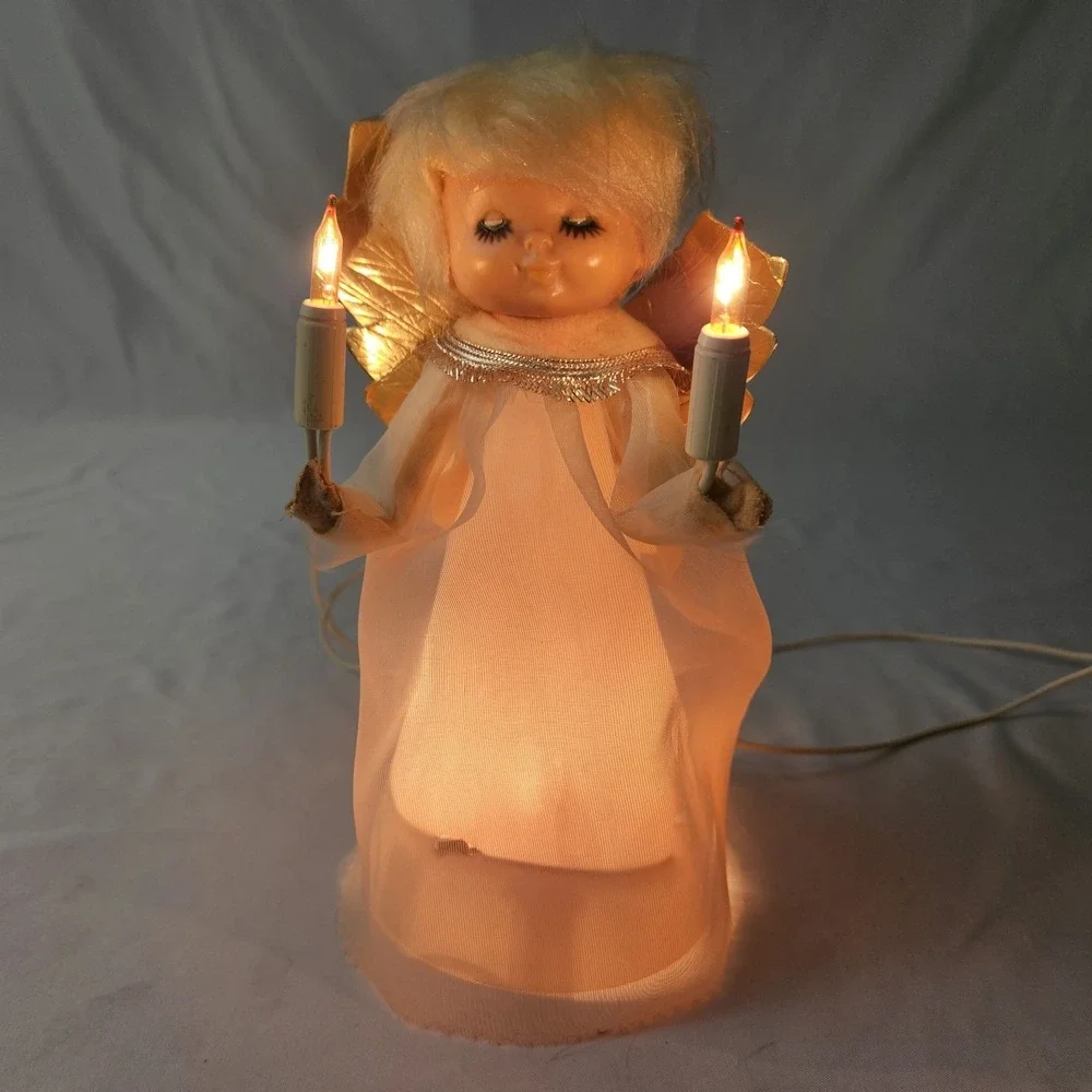 Vintage Lighted Christmas Angel Tree Topper Figure 60's Mid-Century Modern